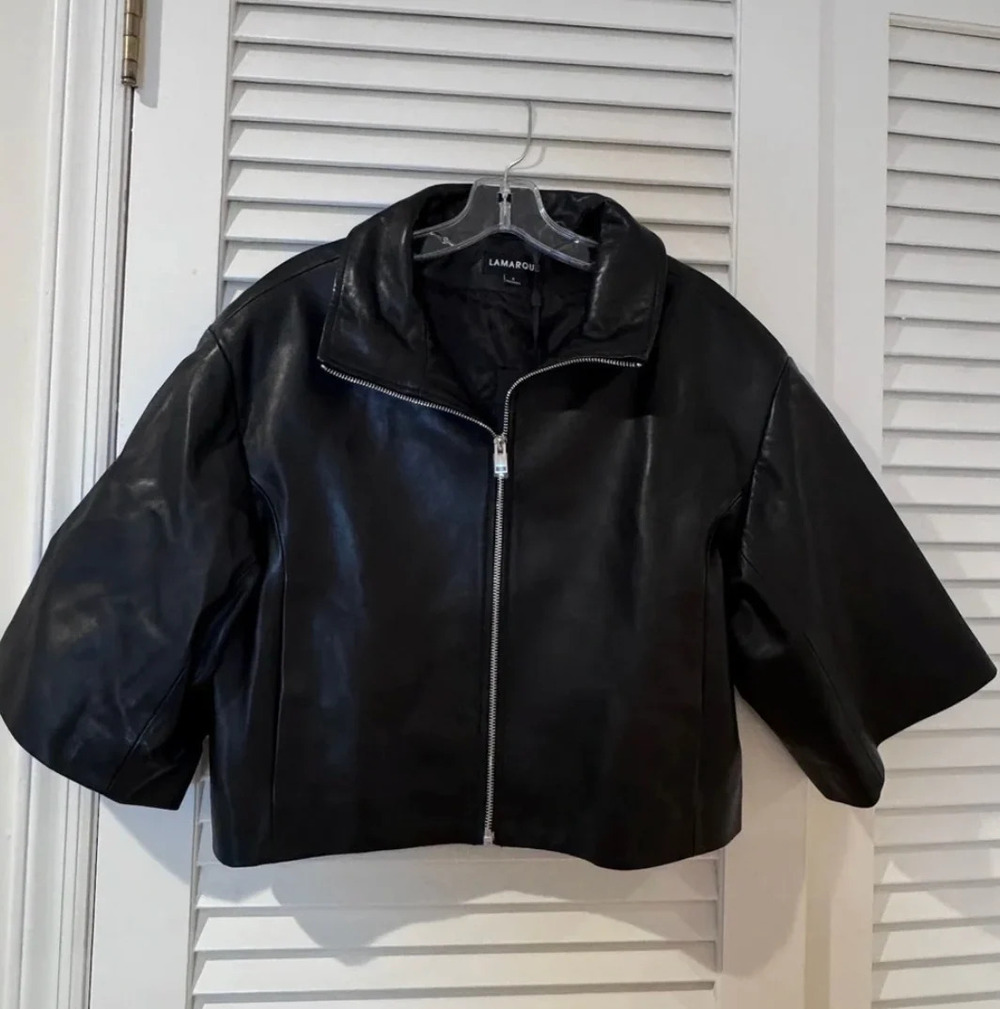 LaMarque Elin Funnel Neck Leather Jacket